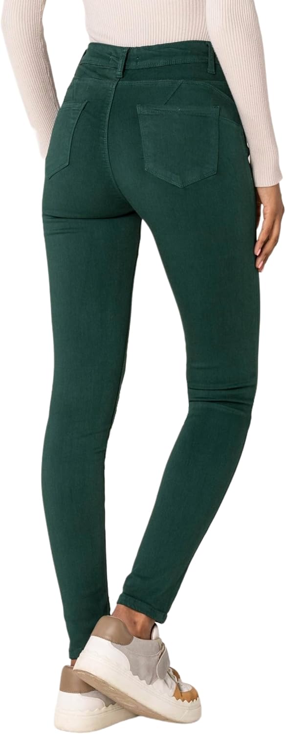 Nina Carter P106 Damen Jeanshosen Slim Fit Push-Up Skinny Jeans Mid-High Waist XS Slim Dunkelgrün (P