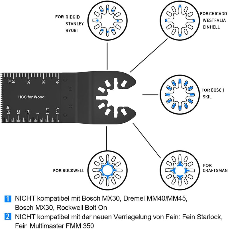 105tlg Sägeblätter Set, multitool sägeblätter, Multifunktionswerkzeug Zubehör Oszillierendes Zubehör