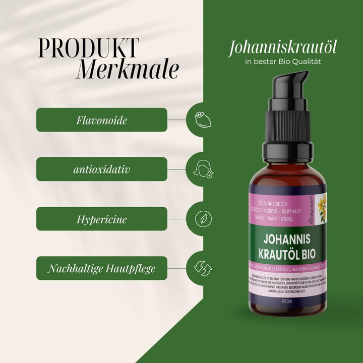 Bio Johanniskrautöl 100ml – 100% natürlich & kalt angesetzt – wohltuend für Haut, Muskeln & Pflege –