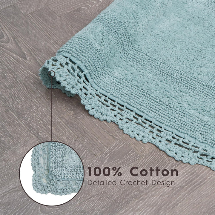 Laura Ashley Häkel-Badteppich, Baumwolle, 53 x 86 cm, Aqua 21x34 Aqua, 21x34 Aqua