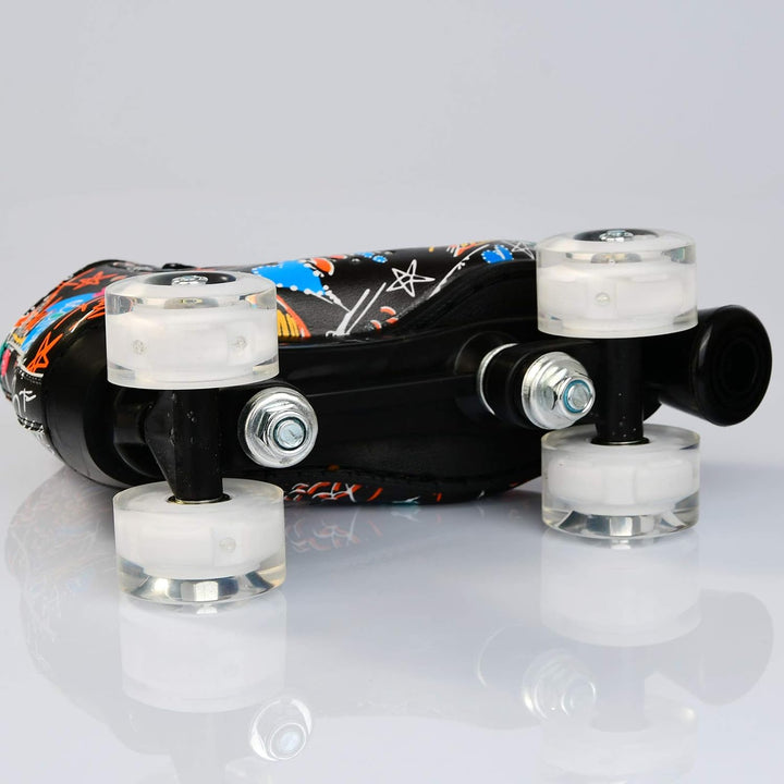 Damen Klassische Retro Rollschuhe,Rollschuhe mit Vier Rollen in Doppelreihe,Classic Roller, Rollschu