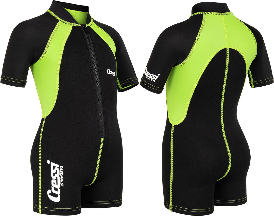 Cressi Kid Shorty Wetsuit 1.5 mm - Shorty Neoprenanzug für Kinder Ultra Stretch Neopren Schwarz/Lime