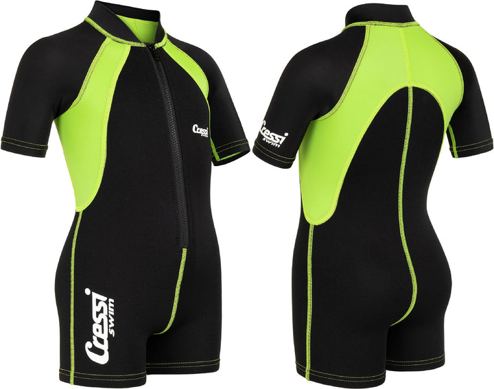 Cressi Kid Shorty Wetsuit 1.5 mm - Shorty Neoprenanzug für Kinder Ultra Stretch Neopren Schwarz/Lime
