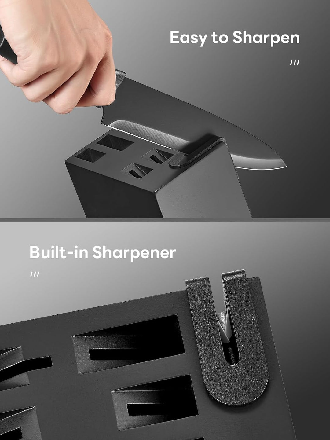 Yabano Messerblock Set, 8-teilig Küchenmesserset mit eingebautem Messerschärfer, Scharfe Edelstahl K