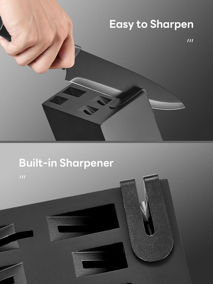 Yabano Messerblock Set, 8-teilig Küchenmesserset mit eingebautem Messerschärfer, Scharfe Edelstahl K