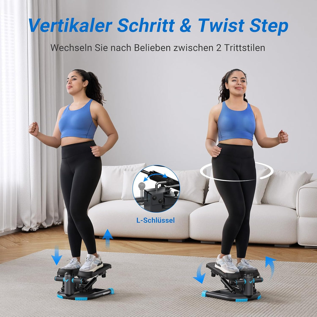 MERACH Mini Stepper für Zuhause, Swing Stepper mit 150 kg Belastung und Widerstandsbändern, Twist St