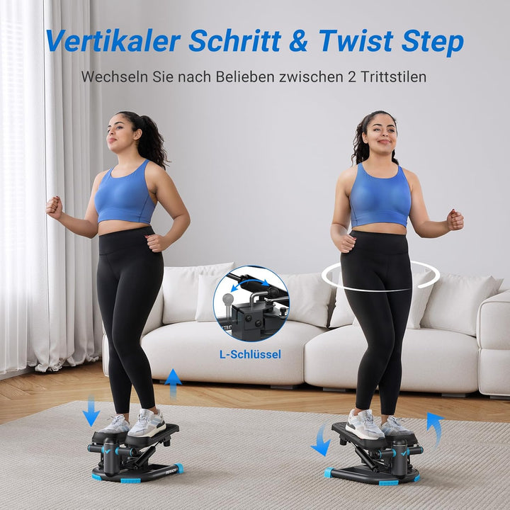 MERACH Mini Stepper für Zuhause, Swing Stepper mit 150 kg Belastung und Widerstandsbändern, Twist St