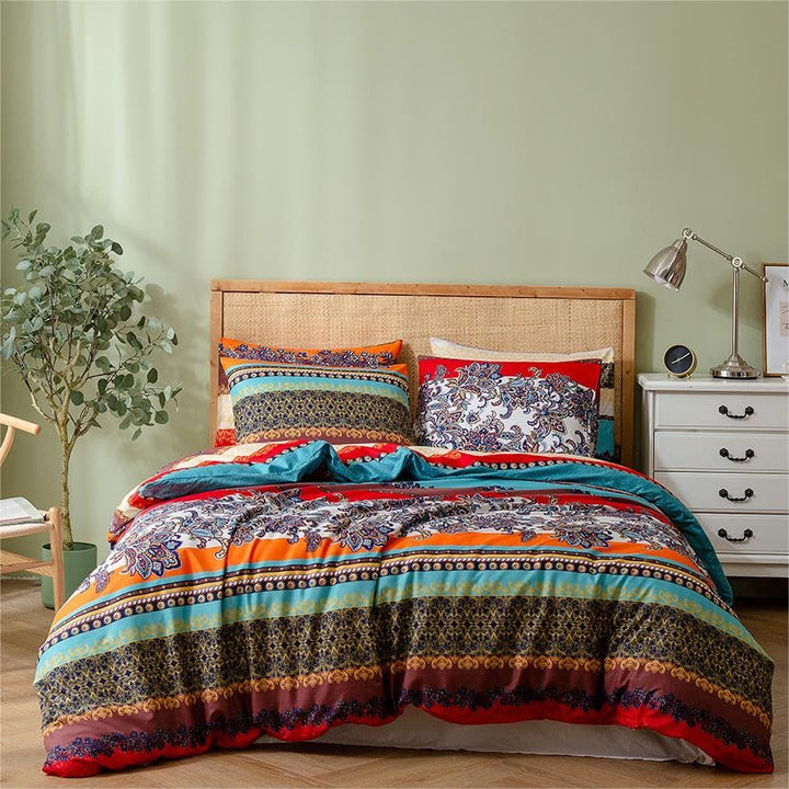 Freyamy Bohemian Bettwäsche 135x200cm 2teilig Boho Indischen Mandala Bettwaren-Sets Bunt Vintage Exo