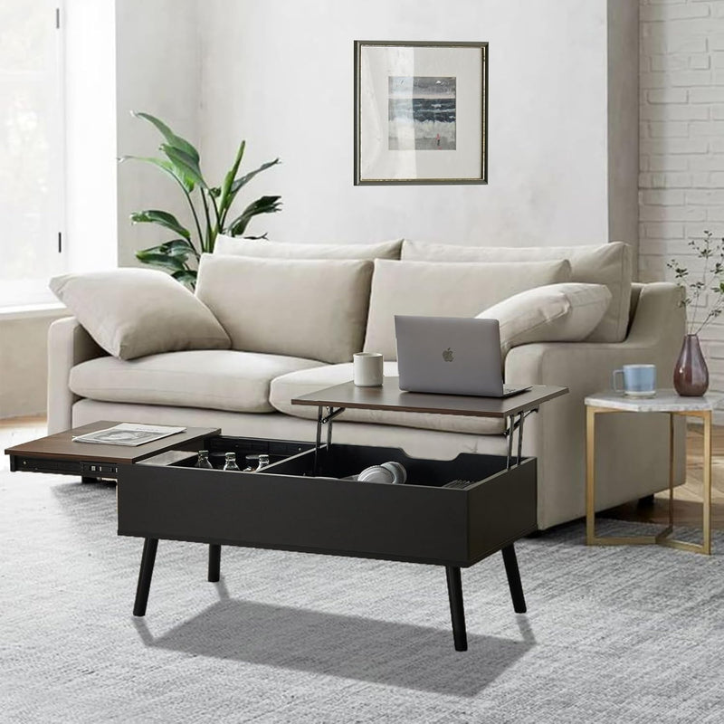 JanflyHome Höhenverstellbarer Couchtisch, Couchtisch mit Höhenverstellbarer Platte Lift Top, 2 Verst