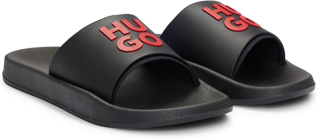 HUGO Herren Nil Slid Slides mit Logo-Riemen Grösse 39 EU Black2, 39 EU Black2