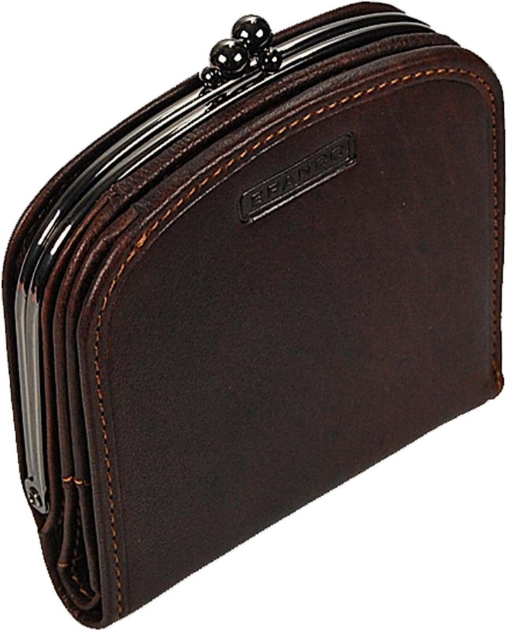 GoBago Branco Damenbörse Portemonnaie Geldbeutel Bügelbörse Damen Geldbörse Leder (Braun), Braun
