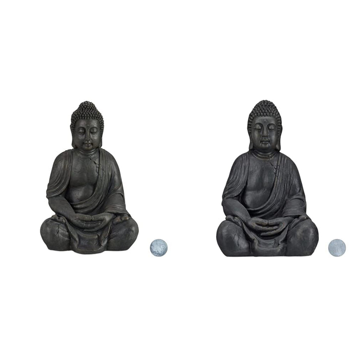Relaxdays Buddha Figur sitzend, XL 70 cm &amp; XL Buddha Figur sitzend, 50 cm hoch, Feng Shui, Outdoor,