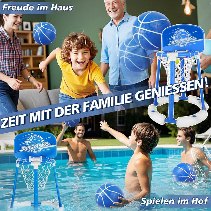 Pool Basketballkorb, Pool Basketball Hoop Set, Basketballkorb für Wasser mit 2 Basketbälle und Luftp