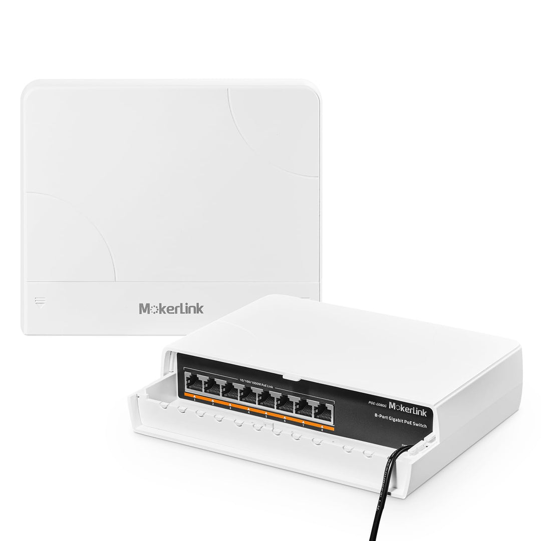 MokerLink 8 Port Gigabit PoE Switch für den Aussenbereich, 8 PoE+ Ports 1000Mbps, 802.3af/at 120W, w