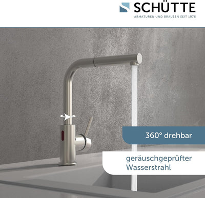 SCHÜTTE 99705 VITAL Sensor-Spültischarmatur Küche, Küchenarmatur mit ausziehbarer Brause, automatisc