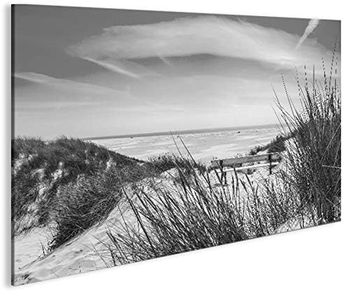 islandburner Bild Bilder auf Leinwand Nordseestrand Schwarz/Weiss Dünen 1p XXL Poster Leinwandbild W