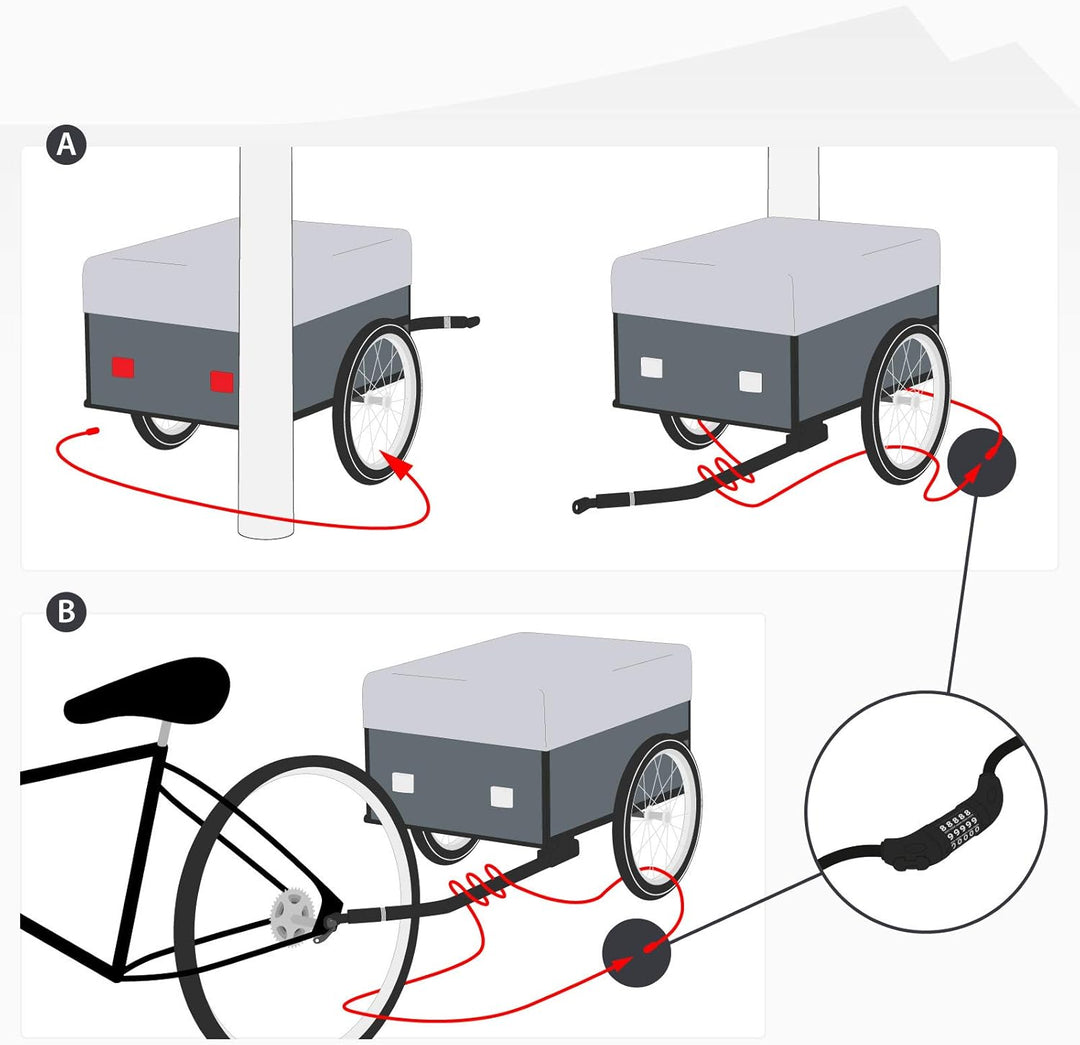 qeedo Bike Trailer Lock Fahrradanhänger Kabelschloss [2,5m x 8mm] Fahrradschloss