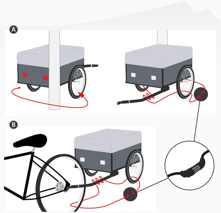 qeedo Bike Trailer Lock Fahrradanhänger Kabelschloss [2,5m x 8mm] Fahrradschloss