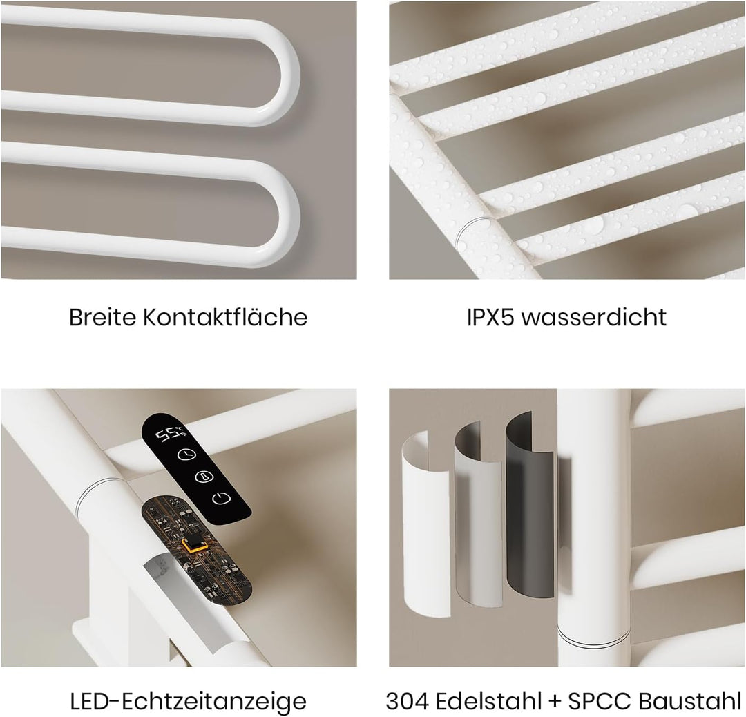 EMKE Handtuchheizkörper Elektrisch 78 x 43 cm, WiFi Smart Thermostat elektrischer Badheizkörper, 180