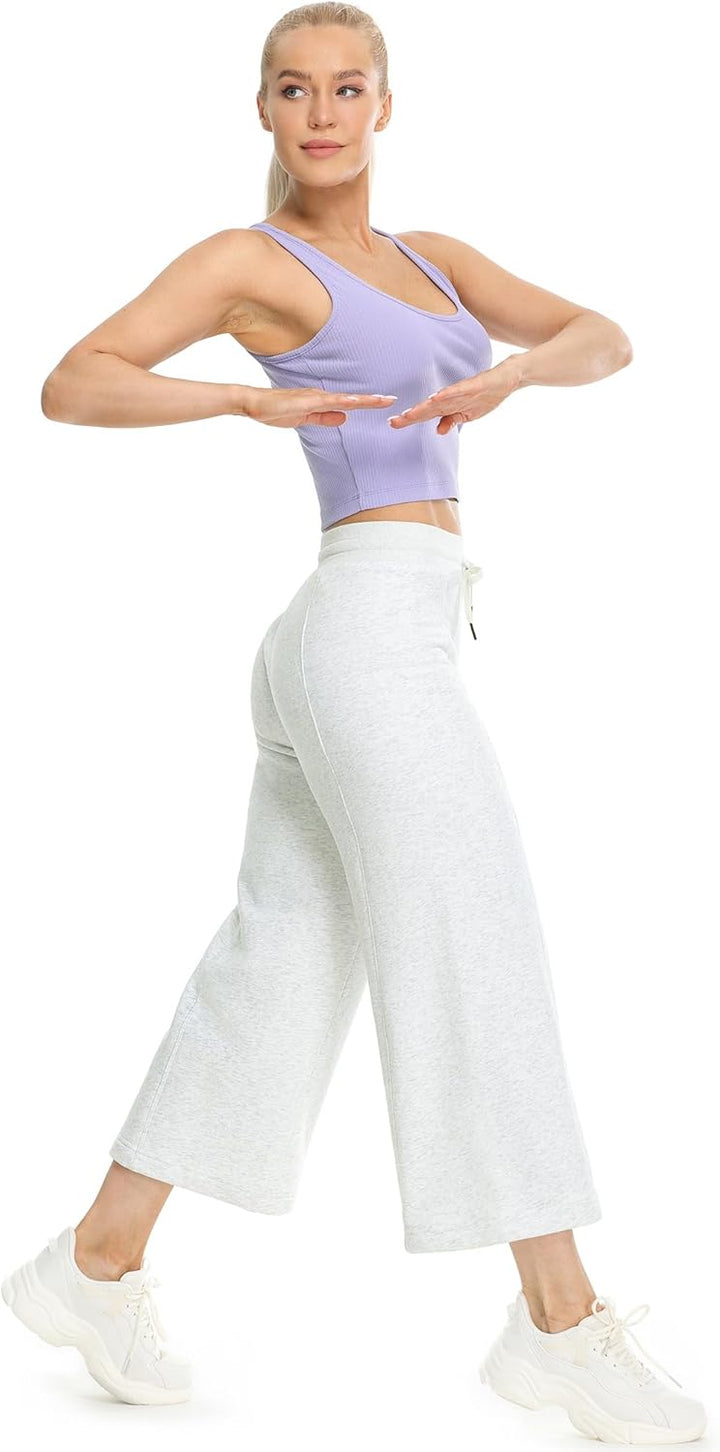 icyzone Damen Warme Gefütterte Jogginghose Thermo Fleece Cropped Sweathose Winter Verdickte Laufhose
