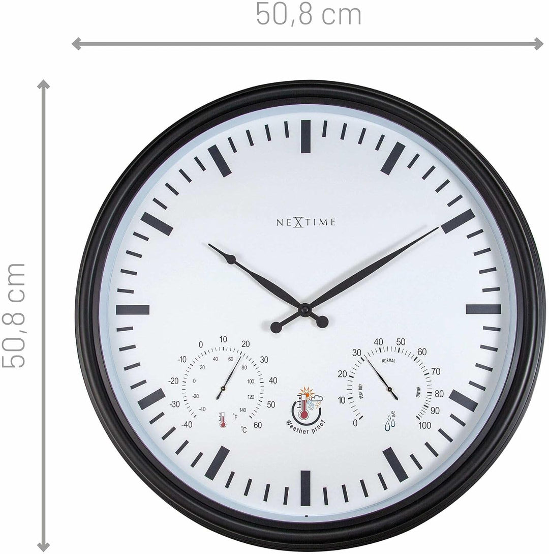 NeXtime 4306ZW Wanduhr, Kunststoff, Schwarz, 50.8cm