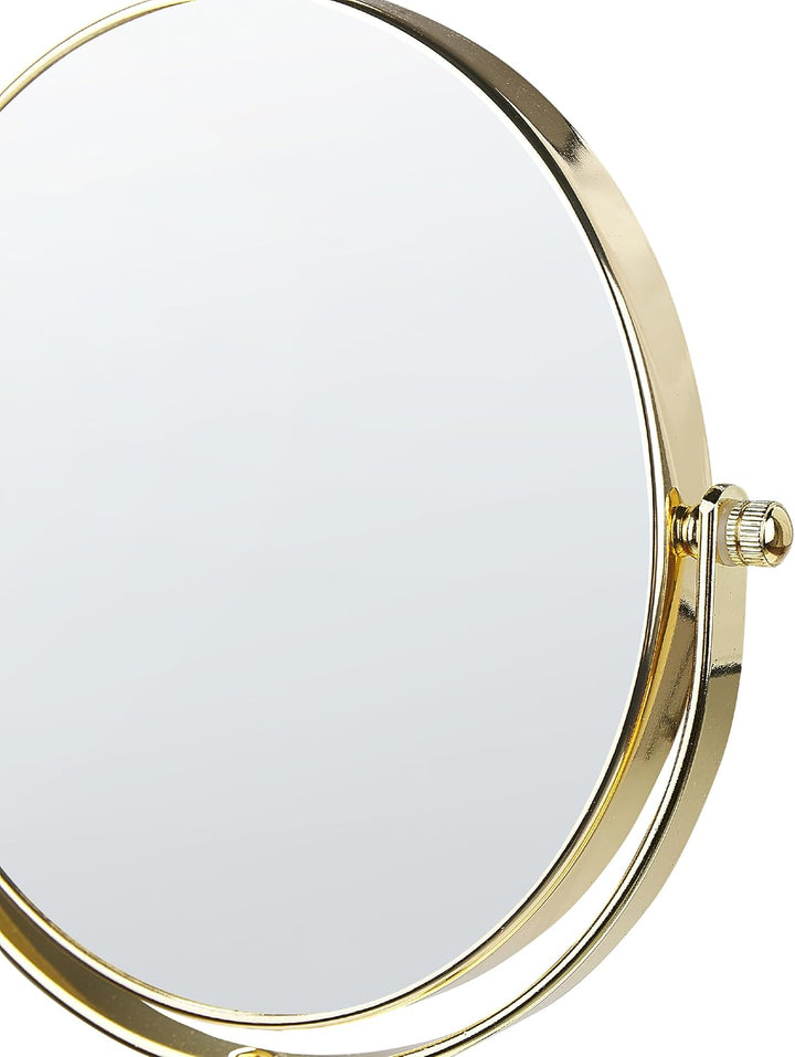 Doppelseitiger Tischspiegel Schminkspiegel mit Vergrösserung ø 20 cm Gold Averyon