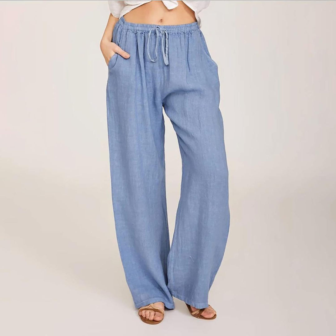 3er Pack Leinenhose Damen Sommer Freizeit Hose Lang Locker Sommerhose Casual Einfarbig Leinenhose Ba