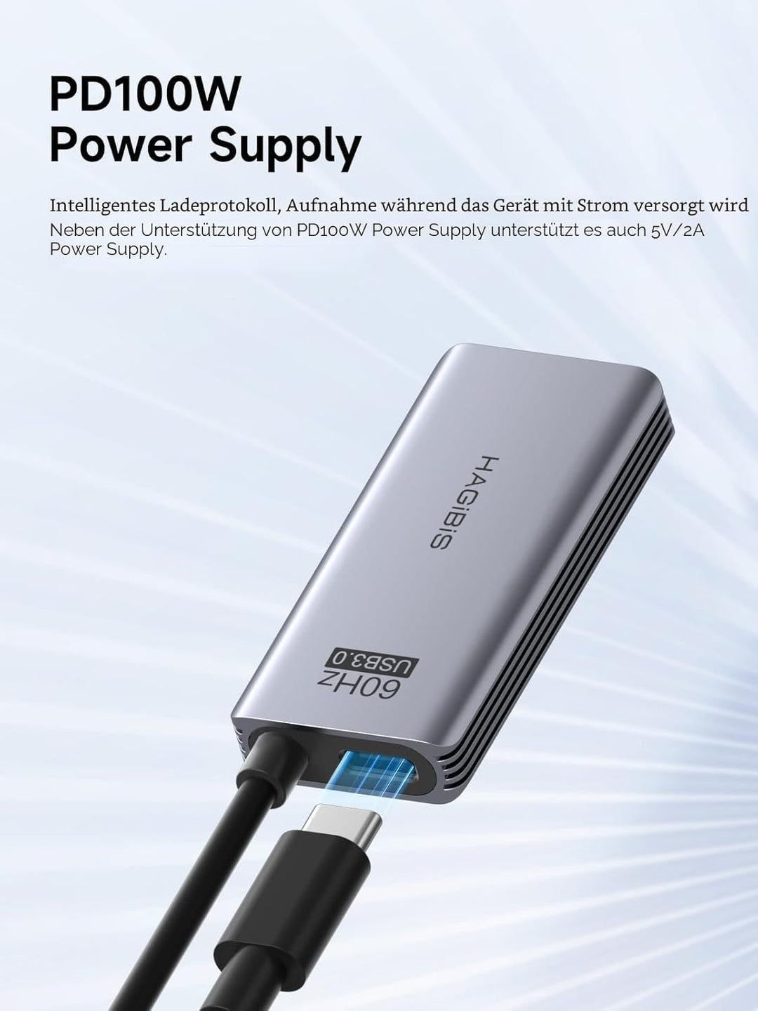 Hagibis USB 3.0 Video Capture Card with 100W PD HDMI to USB/USB C 1080P HD 60fps Live and Record Vid