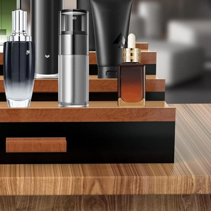 3 Tier Display Ständer, Parfüm Organizer, Abgestuftes Parfümständer Aufbewahrungsbox mit Versteckter