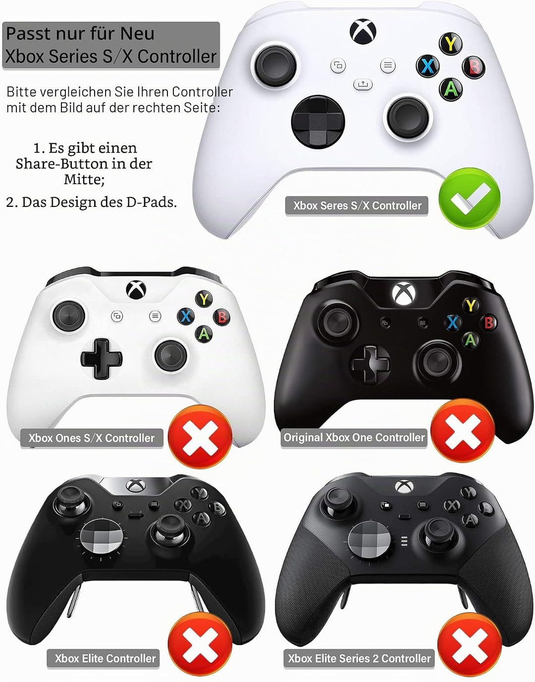 Laserschnitzen Silikon Hülle Haut für Xbox Series X/S Controller x 1 (Weiss) mit Pro Thumb Grips Auf