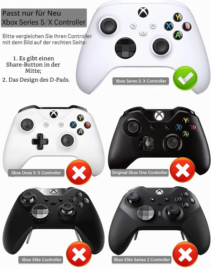 Laserschnitzen Silikon Hülle Haut für Xbox Series X/S Controller x 1 (Weiss) mit Pro Thumb Grips Auf