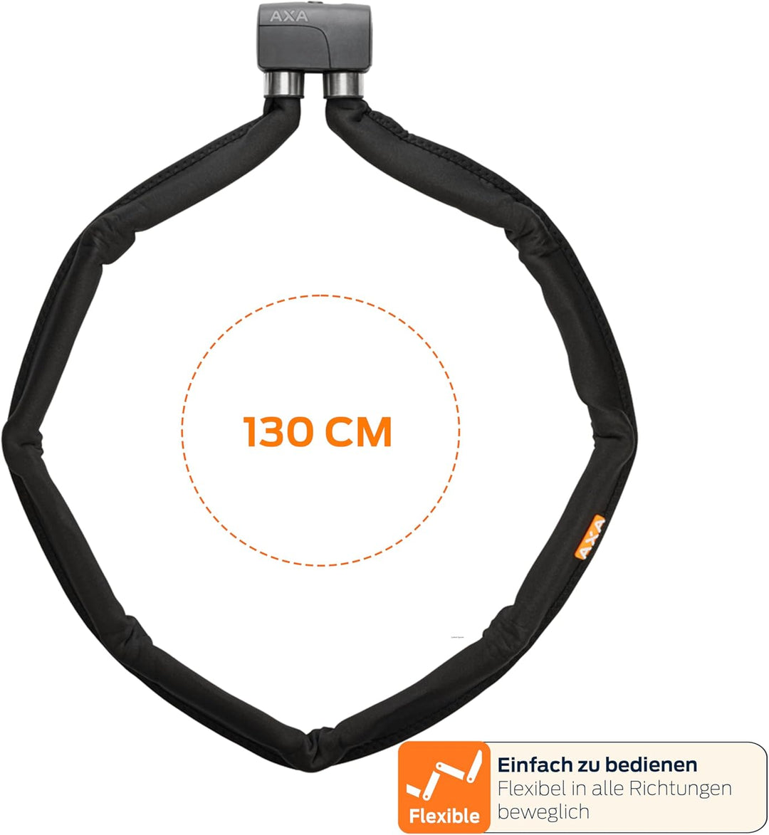 AXA Foldable 8-130 Faltschloss – Länge 130 cm – Stahlglieder 8 mm – Sicherheitsstufe 10 – Inkl. Halt