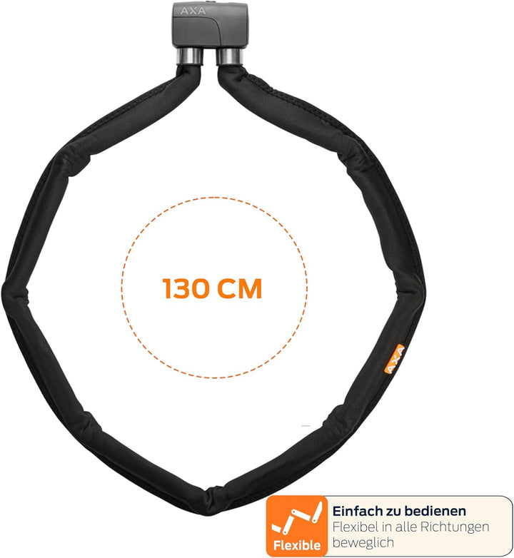 AXA Foldable 8-130 Faltschloss – Länge 130 cm – Stahlglieder 8 mm – Sicherheitsstufe 10 – Inkl. Halt