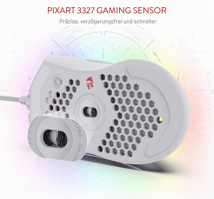Redragon M808 Storm Leichtgewicht RGB Gaming Maus, 85g Ultraleichte Waben Design - 12.400 DPI Optisc