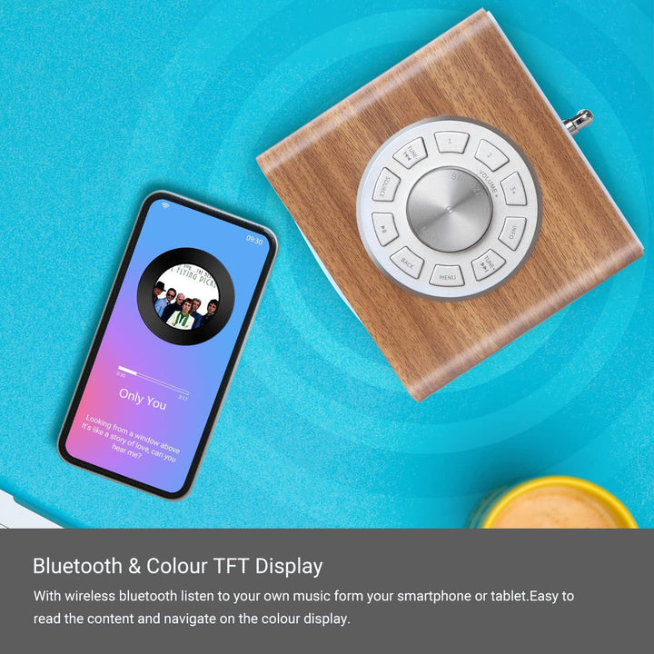 LEMEGA CR4 DAB/DAB+ und UKW Digitalradio,Bluetooth Lautsprecher, DAB Radio,Doppelwecker,Küchen/Schla