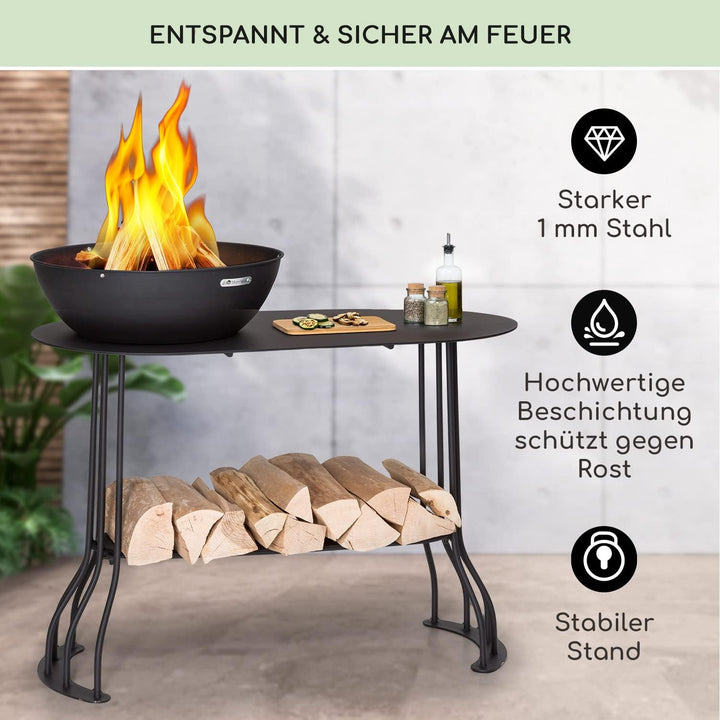 blumfeldt Feuerschale für den Garten, mit Grillrost & Abdeckung, Stahl Feuerschalen Klein, Wetterfes