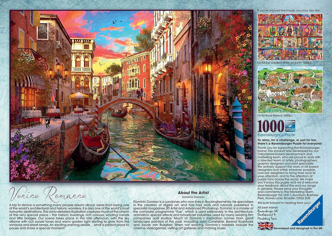 Ravensburger-15262 Romantik in Venedig - Puzzle, 1000 Teile