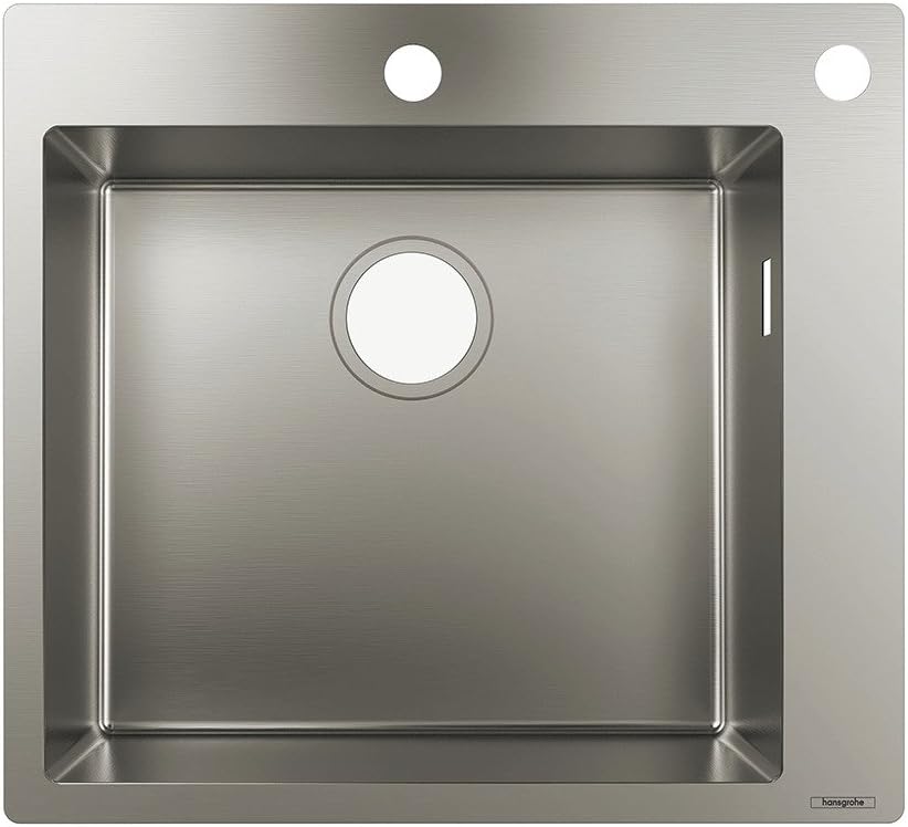 hansgrohe Küchenspüle, Einbau 450 mm für 600 mm Unterschrank, Chrom 60cm Unterschrank für 2-Loch Arm
