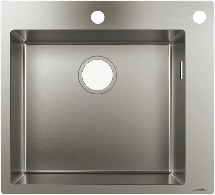 hansgrohe Küchenspüle, Einbau 450 mm für 600 mm Unterschrank, Chrom 60cm Unterschrank für 2-Loch Arm