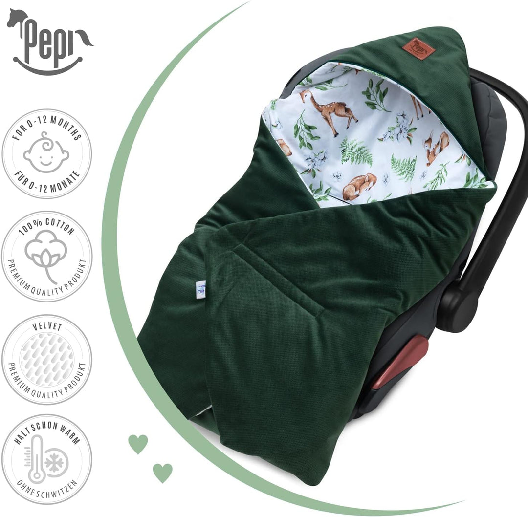 Pepi - Einschlagdecke Babyschale - 90x90 cm - Kinderwagen Decke - Babyschale Decke - Baumwolle Babyd