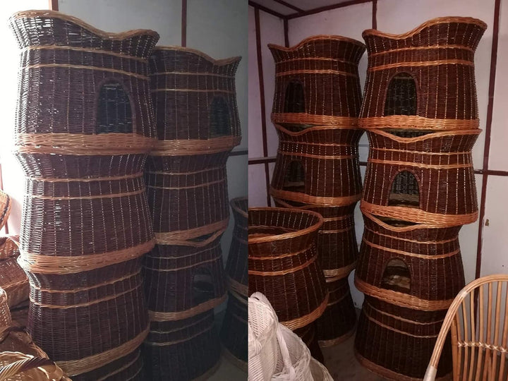 Katzenkorb zum Schlafen – Katzenhütte Indoor – Grösse XL: 70 cm oval – Katzenhöhle aus Weide – Zweis