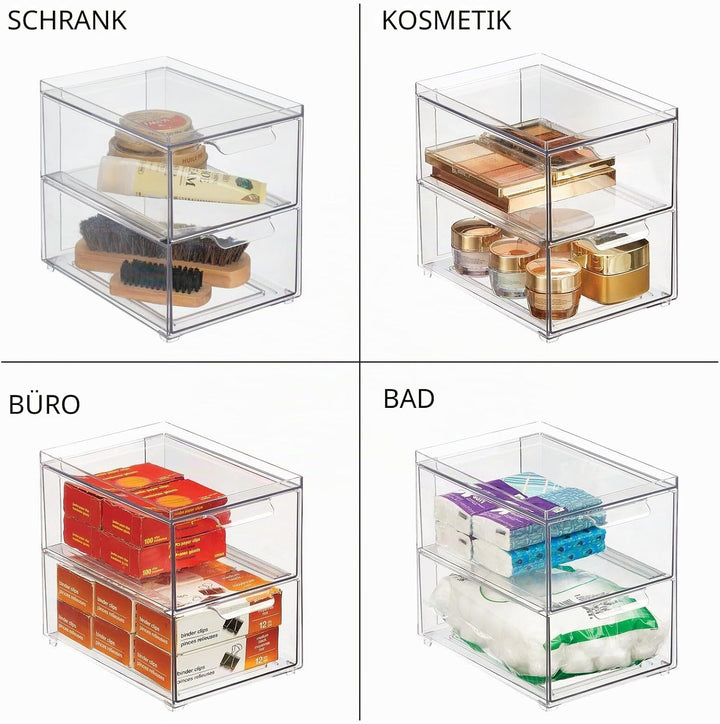 mDesign Aufbewahrungsbox mit Schublade – stabile Schubladenbox aus Kunststoff zur Schuhaufbewahrung