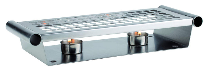 APS 35343 Speisenwärmer, Tellerwärmer, Edelstahl Speisen-Warmhalter, 2-flammig, matt poliert, 13,5 x