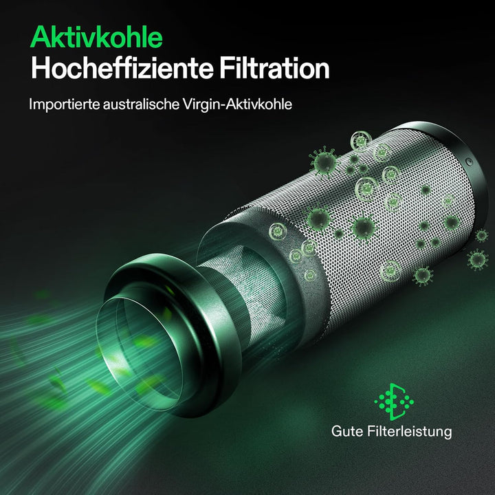VIVOSUN Aktivkohlefilter Grow 200mm AKF Kohlefilter Geruchskontrolle mit Australischer Aktivkohle fü