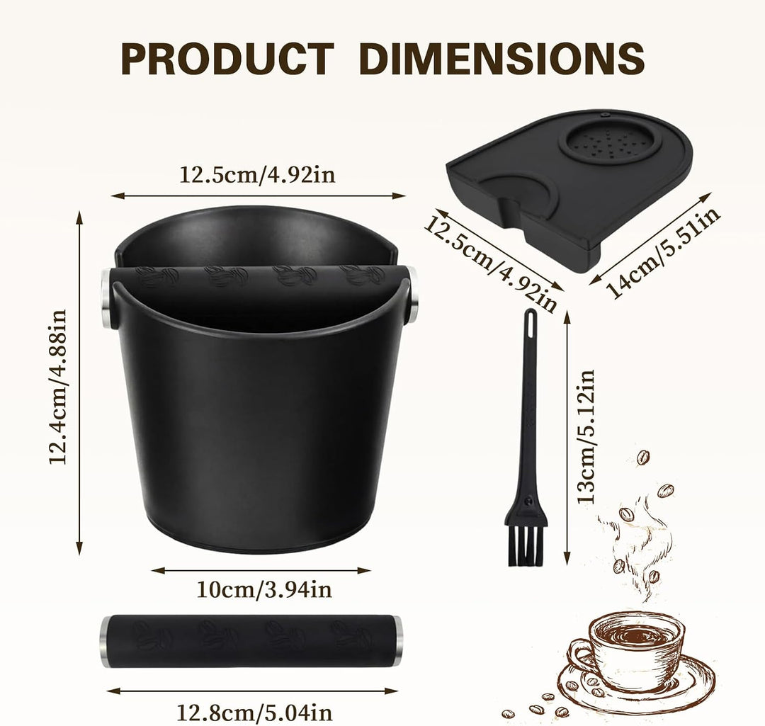 Abklopfbehälter für Siebträger, Espresso-Klopfbox mit Bürste Espresso Abklopfbehälter Knock Box Kaff