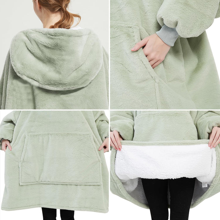 Lanqinglv TV-Decke mit Ärmeln und Fusstasche,Decke Hoodie Sweatshirt,Oversized Damen/Herren Kapuzenp
