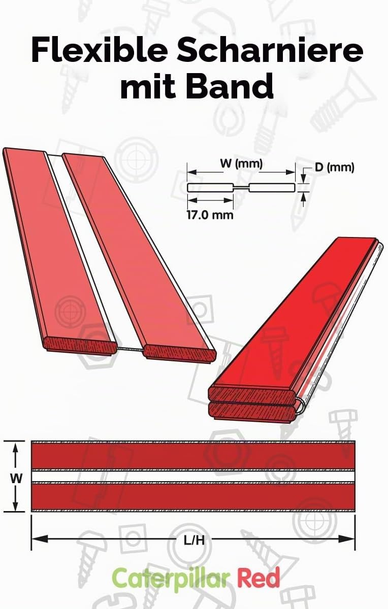 4x 300 mm Flex-Scharniere mit niedrigem Profil - Kein Klebstoff erforderlich. Selbstklebendes Scharn