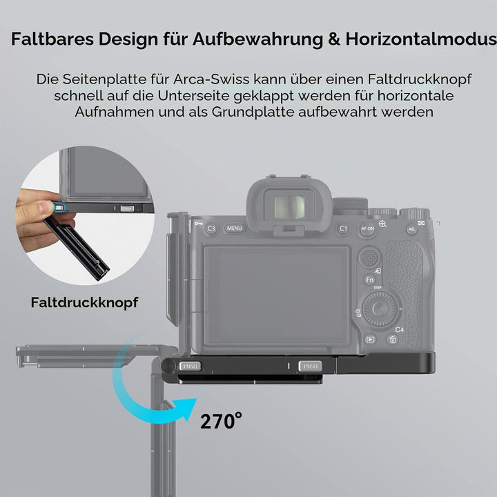 SMALLRIG Faltbare L-Halterung für Sony A7R V / A7 IV / A7S III, L-Bracket Faltbare Seitenplatte für