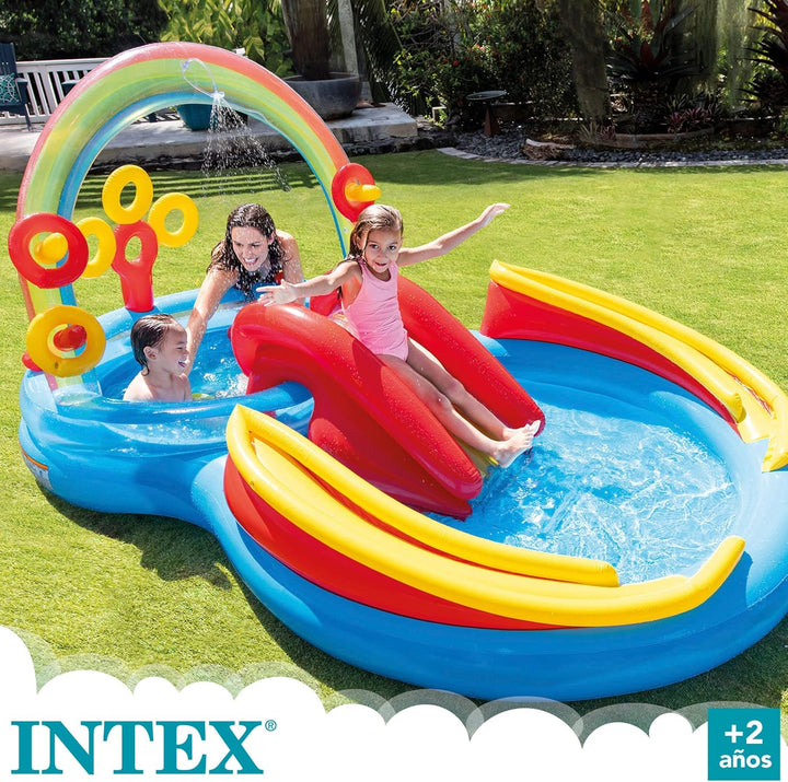 Intex Rainbow Ring Play Center - Kinder Aufstellpool - Planschbecken - 297 x 193 x 135 cm - Für 3+ J