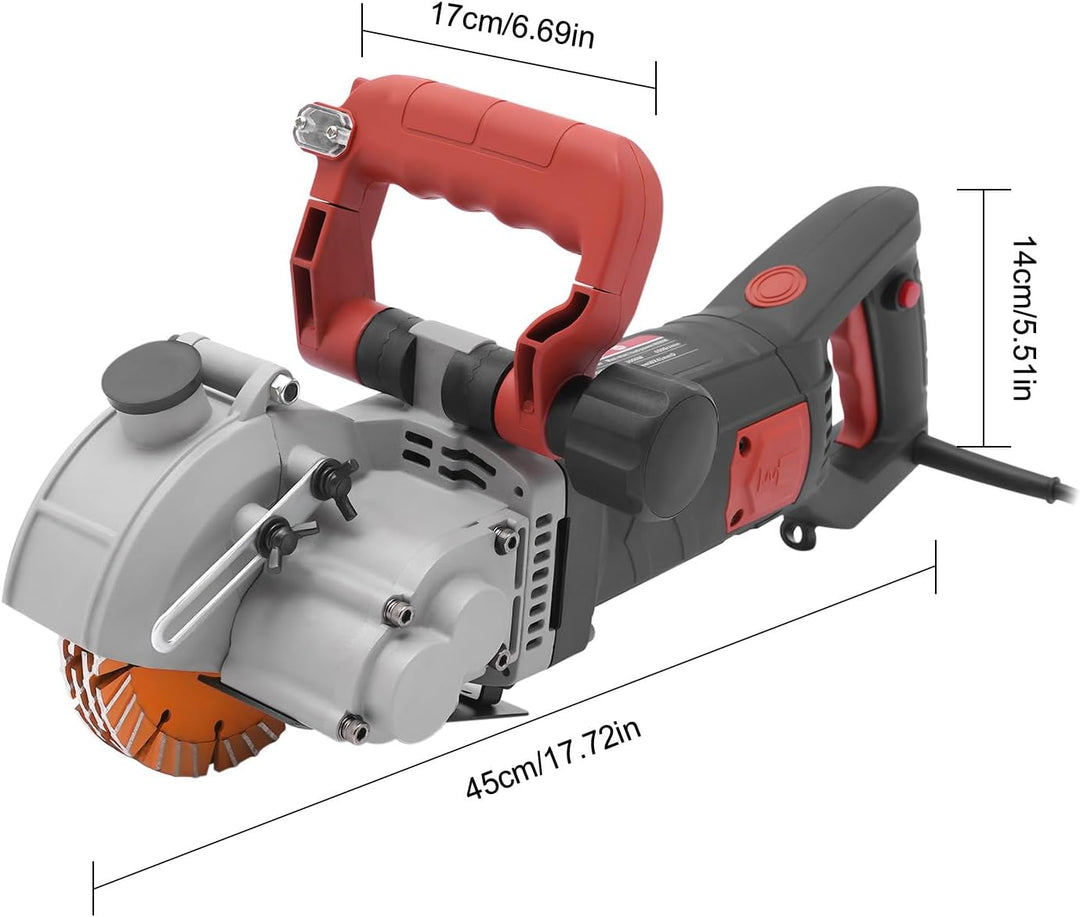 Mauernutfräse, Schlitzfräse Elektrische Betonnut-Schneidemaschine 4800w Mit 5-Stück-Sägeblättern Und